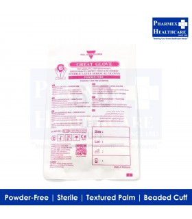 GREAT GLOVE Sterile Surgical Gloves (Powder-Free) - 4 Available Sizes