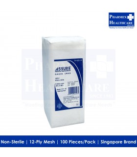 ASSURE Non-Sterile Gauze, 5cm x 5cm, 12-Ply Mesh (Singapore Brand)