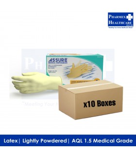 ASSURE Latex Lightly Powdered Gloves (10 Boxes/Carton)