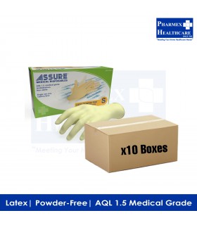 ASSURE Latex Powder-Free Gloves (10 Boxes/Carton)