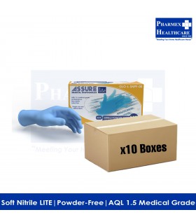 ASSURE Blue Soft Nitrile LITE Powder-Free Gloves (10 Boxes/Carton)